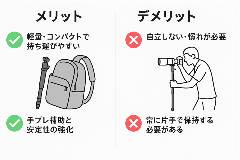 一脚のメリット・デメリットを図示