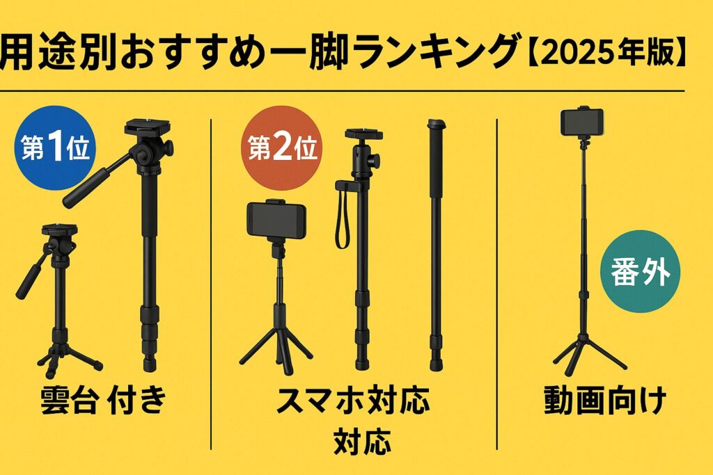 用途別おすすめ一脚ランキングの一覧図